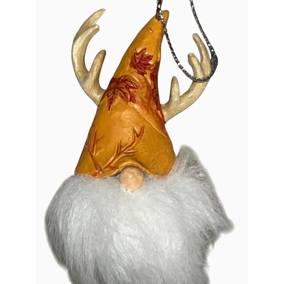 Woodstock Ganz Christmas Gnome Ornament Deer Antler Fluffy White Decor - Picture 5 of 11